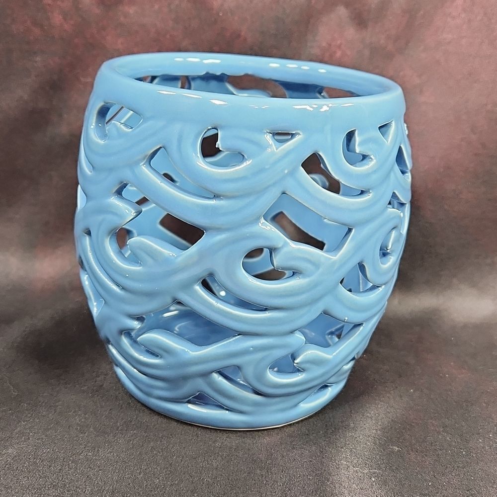 🩵NIB Partylite Green Waves Ceramic Tealight/Votive Candle Holder - Picture 9 of 10